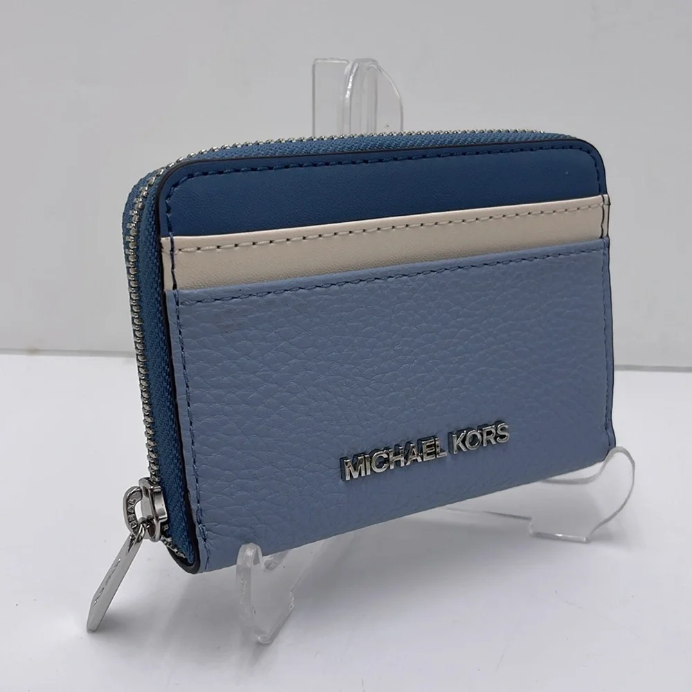 Michael Kors Jet Set Travel Md Zip Around Color-Block Wallet Card Case  Pale